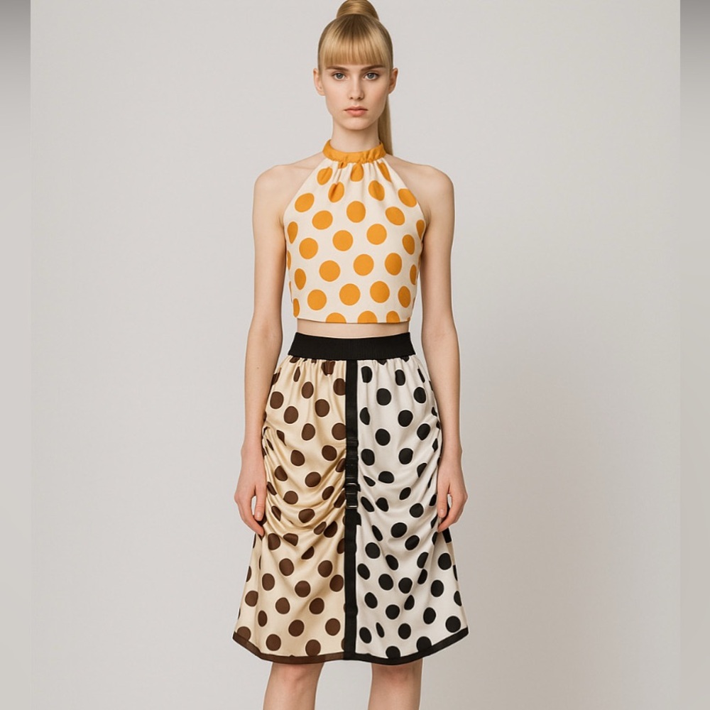Polka Dot Halter Top and Skirt Set